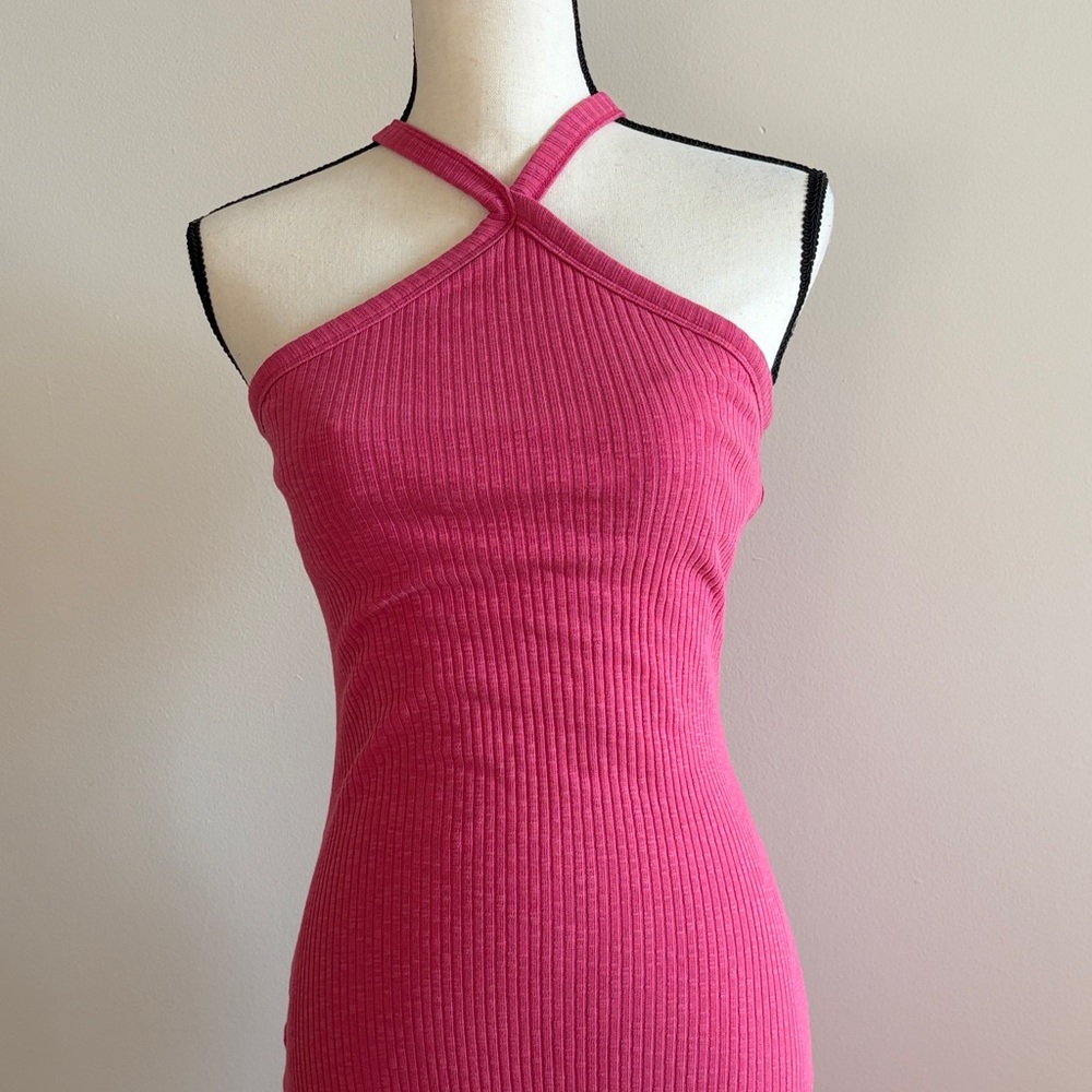 Old Navy Hot Pink Off Shoulder Ribbed Dress